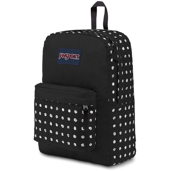 Jansport Superbreak Black Sketch Dot Backpack New - Picture 2 of 4
